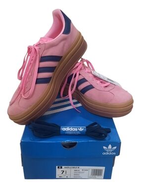NWT adidas Gazelle Bold Platform Sneakers Pink/Navy Sz 7 1/2 (7.5)